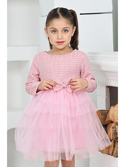 Eftelya Kız Çocuk Çift Kat Tüllü ve Fiyonklu Elbise 12172 - S000360920-20024
