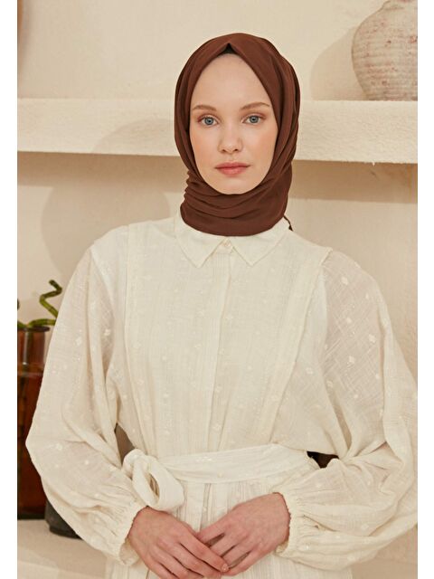 Fresh Scarfs İnce Pamuk Vual Şal Çikolata Kahve - S000420394-20637