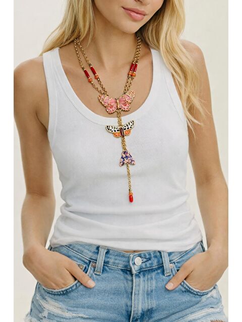 New Obsessions Kelebekli Uzun Kolye - S000508714-20076