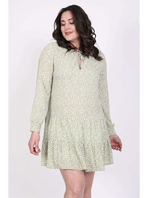 Mylinemoda Önü Bağcıklı Eteği Fırfırlı Elbise - S000239277-18194