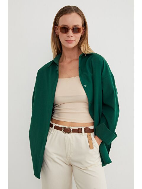 Fullamoda Basic Yırtmaçlı Oversize Gömlek - S000436913-18194
