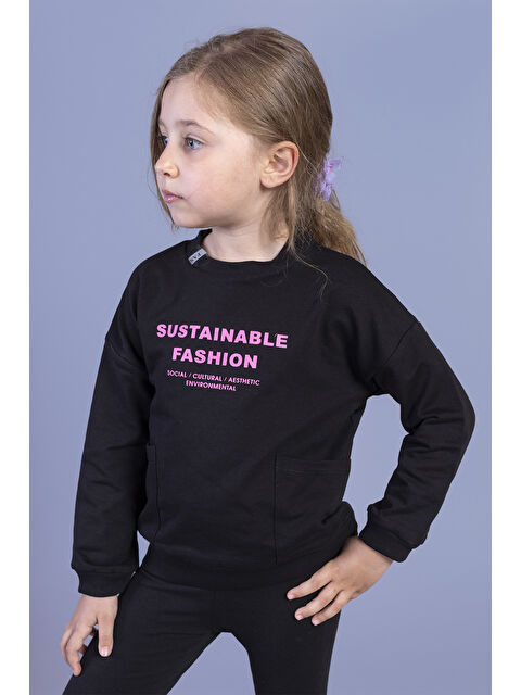 Toontoykids Kız Çocuk Cep Detaylı Baskılı Sweatshirt - S000274047-19351