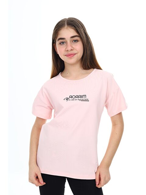 Toontoykids Kız Çocuk Baskılı Bisiklet Yaka Kısa Kollu Tişört