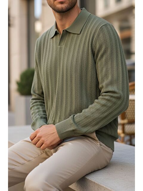 Mishar İtalia Polo Yaka Desenli Erkek Triko Kazak - S000491500-18547