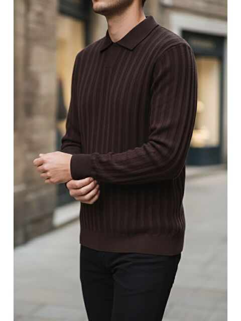 Mishar İtalia Polo Yaka Desenli Erkek Triko Kazak - S000491500-19413