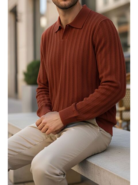 Mishar İtalia Polo Yaka Desenli Erkek Triko Kazak - S000491500-18657