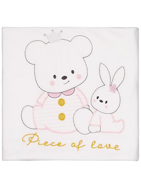 Minidamla Kız Ayı Tavşan Nakış Battaniye - Ekru Standart - S000494951-19965