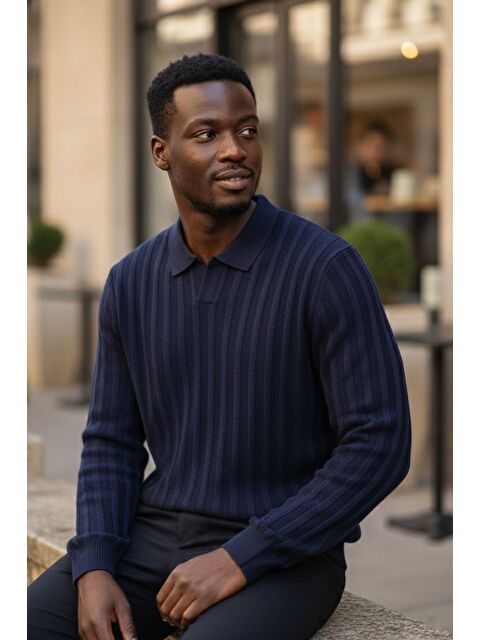 Mishar İtalia Polo Yaka Desenli Erkek Triko Kazak - S000491500-21164