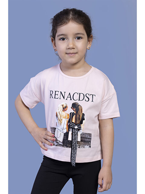 Toontoykids Kız Çocuk Dijital Baskılı Arkası Detaylı Tişört