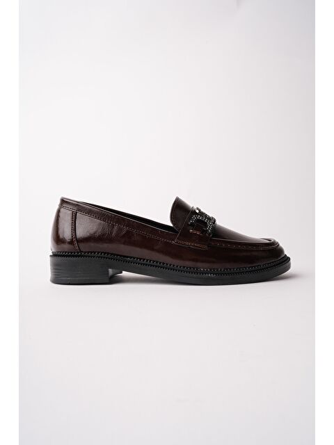 Muggo ARVEN Metal Tokalı Taş Detaylı Günlük Kadın Günlük Loafer Ayakkabı - S000514233-19413