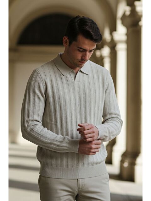 Mishar İtalia Polo Yaka Desenli Erkek Triko Kazak - S000491500-25636