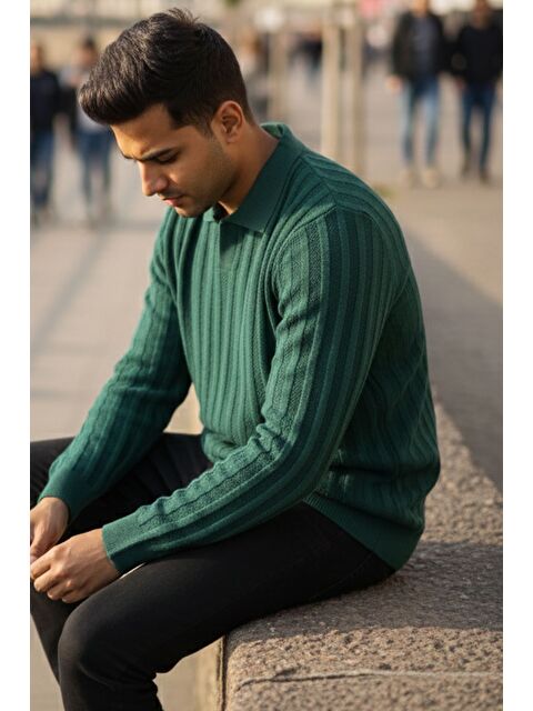 Mishar İtalia Polo Yaka Desenli Erkek Triko Kazak - S000491500-18709