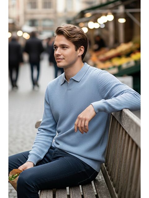 Mishar İtalia Erkek Polo Yaka Elastanlı Triko Kazak - S000491475-17437