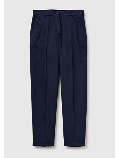 United Colors Of Benetton Kadın Lacivert Pamuk Karışımlı Slim Fit Chino Kumaş Pantolon