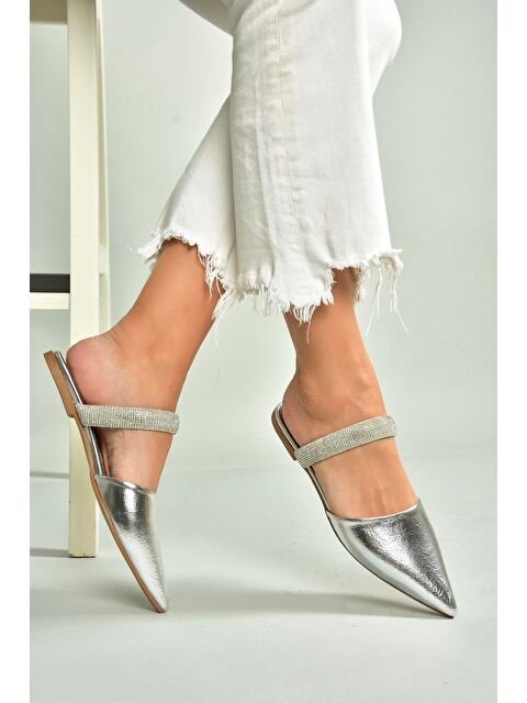 Fox Shoes Gümüş Kadın Terlik U5904918 - S000401160-18105