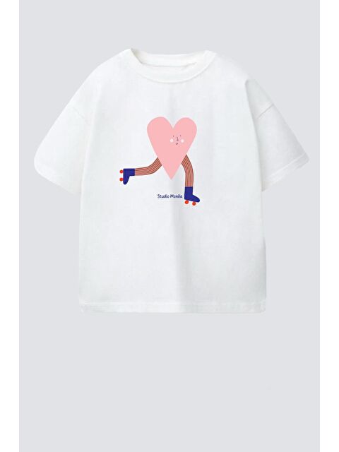 Monila Kız Çocuk Pamuklu Bisiklet Yaka Baskılı T-Shirt - S000518187-19965