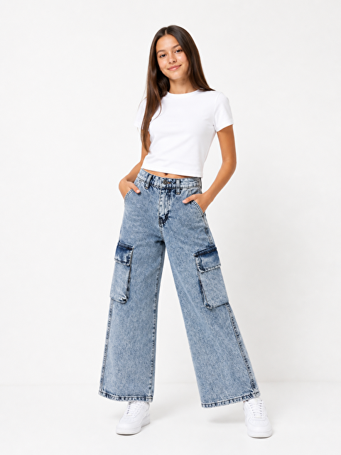 ajn kids Wideleg Kız Çocuk Jean Pantolon