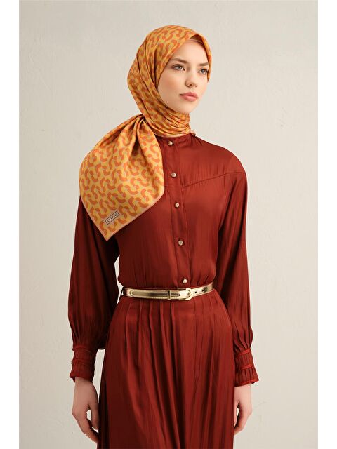 ARMİNE Klasik Desenli Saf İpek Sura Eşarp 9321 51 - S000500534-22000