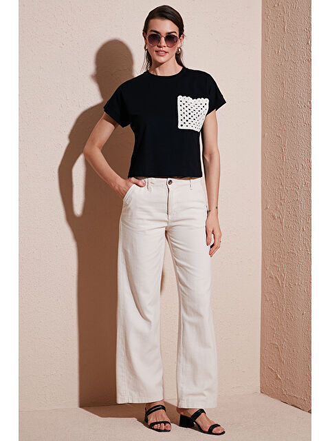 Lela Pamuklu Standart Fit Yüksek Bel Geniş Paça Pantolon 668Yp5193 - S000346526-25636