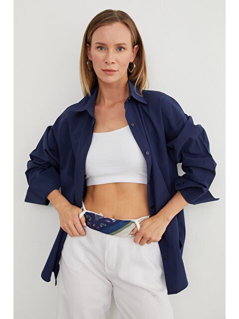 Fullamoda Basic Yırtmaçlı Oversize Gömlek - S000436913-21164