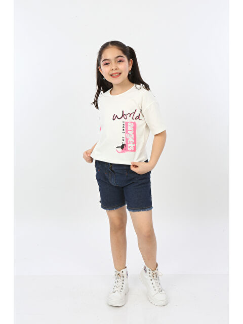 Toontoykids Kız Çocuk World Baskılı Tişört - S000378413-19965