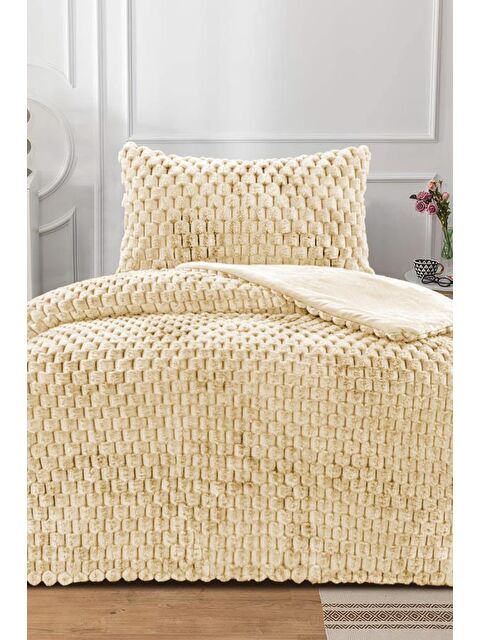 Çeyiz Diyarı Winter Tale Tavşan Tüyü Tek Kişilik Yorgan Seti 180x230 Cm Hardal - S000496522-20074