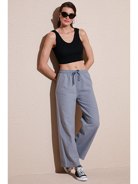 Lela Pamuklu Relaxed Fit Yüksek Bel Geniş Paça Pantolon 668Yp5275 - S000346527-20600