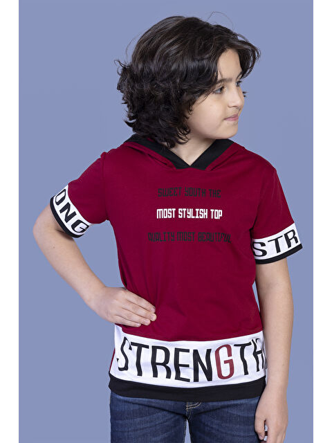 Toontoykids Erkek Çocuk Kapüşonlu Garni Detaylı Baskılı Tişört - S000378414-19951