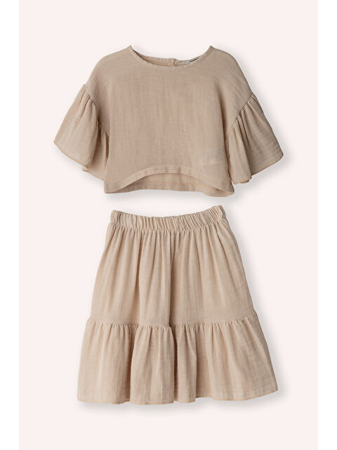 Panço Kız Çocuk Bej 2'li Takım - S000524443-19928