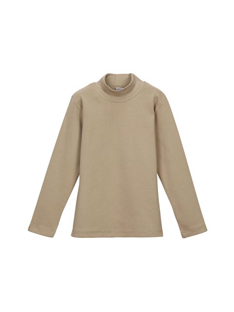 Lovetti Sütlü Kahve Kız Çocuk Yarım Balıkçı Uzun Kol Tişört - S000053858-29705