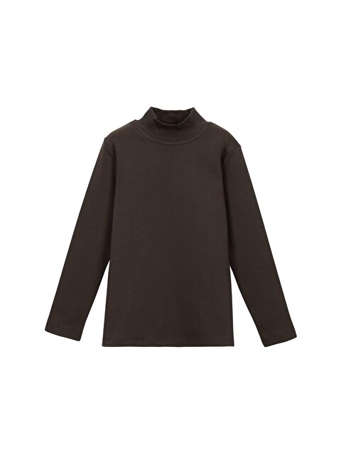 Lovetti Kahverengi Kız Çocuk Yarım Balıkçı Uzun Kol Tişört - S000053858-19413