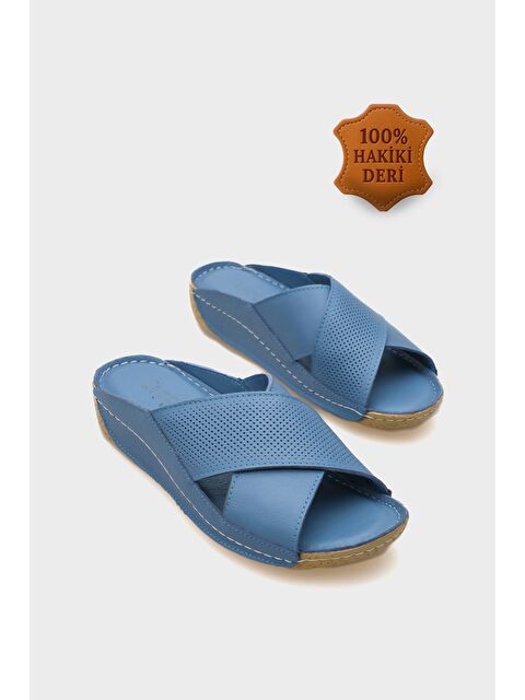 Capone Outfitters Nissa Çapraz Bantlı Deri Konfor Anatomik Kadın Terlik - S000514234-17234