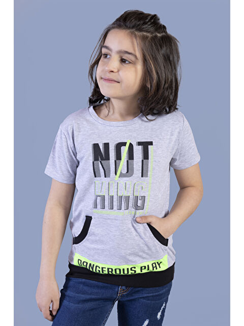 Toontoykids Erkek Çocuk Kanguru Cepli Neon Baskılı Tişört - S000378415-74