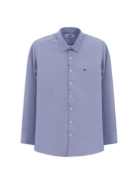 Kiğılı Uzun Kol Klasik Desenli Cepli Pamuklu Kolay Ütülenebilir Gömlek - S000443161-19393