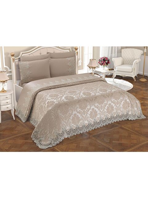 Çeyiz Diyarı Fransız Güpürlü Çeyizlik Pike Takımı Queen Cappucino - S000511501-19413