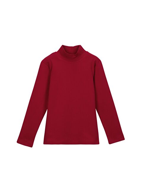 Lovetti Kırmızı Kız Çocuk Yarım Balıkçı Uzun Kol Tişört - S000053858-20045