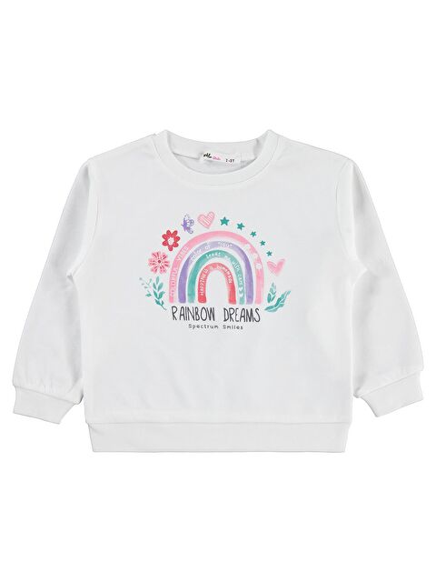 Civil Girls Rainbow Baskılı 2-5 Yaş Sweatshirt - Ekru 5-6 Yaş - S000496936-19965