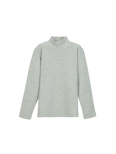 Lovetti Açık Gri Melanj Kız Çocuk Yarım Balıkçı Uzun Kol Tişört - S000053858-17308