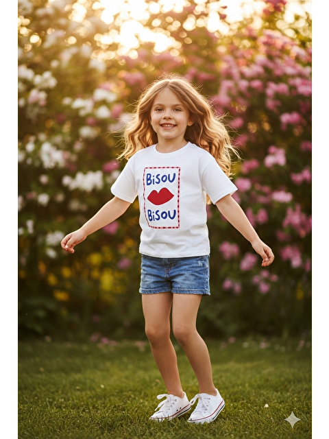 Monila Kız Çocuk Baskılı Pamuklu Bisiklet Yaka T-Shirt - S000514656-19965