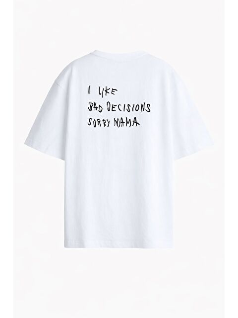 Monila Kadın Premium Kumaş Sırt Baskılı Pamuklu Oversize T-Shirt