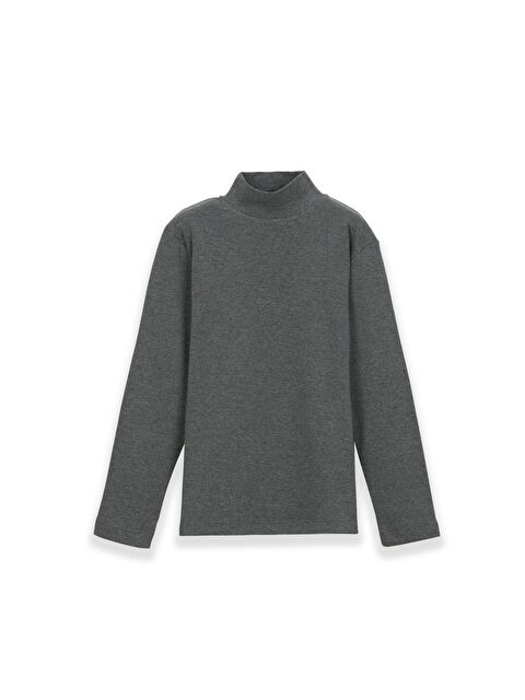 Lovetti Gri 5 Kız Çocuk Yarım Balıkçı Uzun Kol Tişört - S000053858-29351