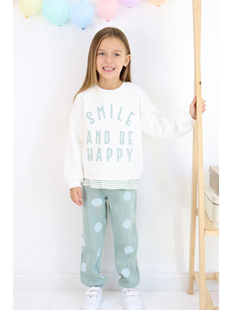 Harika Kids Kız Çocuk Smile And Happy Baskılı Kalın  Takım - S000303449-20063
