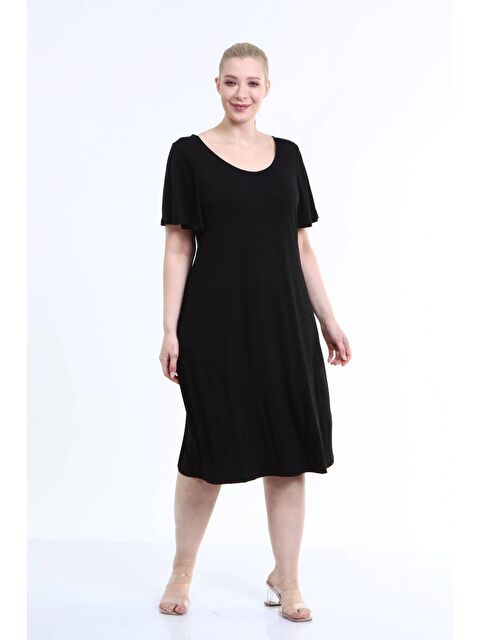 Mylinemoda Penye Sırt Çapraz Pullu Şerit Elbise - S000242315-19351