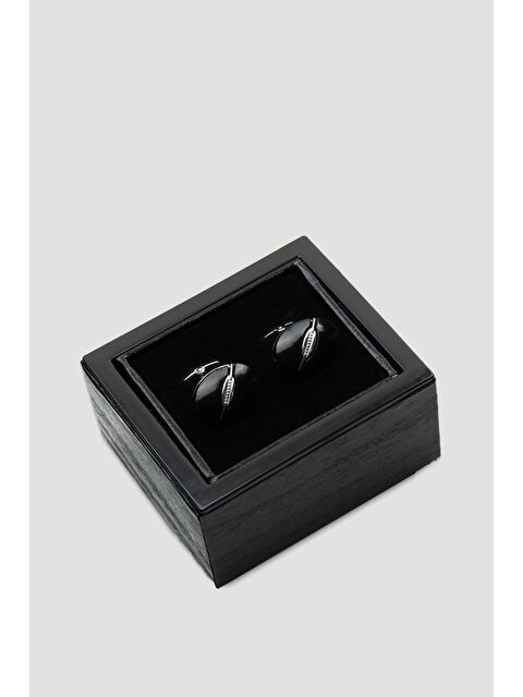 ABBATE 98515 Silver Siyah Erkek Kol Düğmesi - S000451179-19351