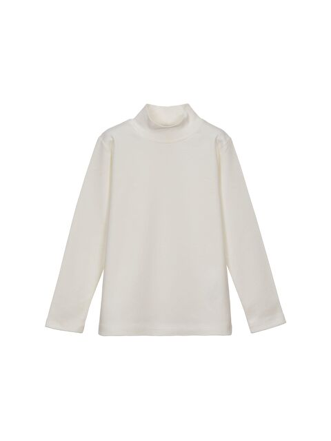 Lovetti Ekru Kız Çocuk Yarım Balıkçı Uzun Kol Tişört - S000053858-19965