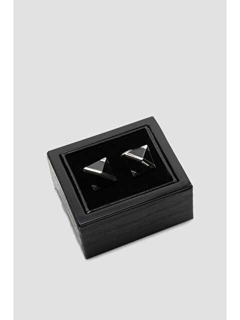 ABBATE 98506 Silver Siyah Erkek Kol Düğmesi - S000451189-19351