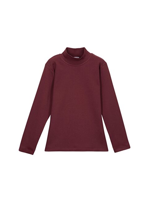 Lovetti Bordo Kız Çocuk Yarım Balıkçı Uzun Kol Tişört - S000053858-19951
