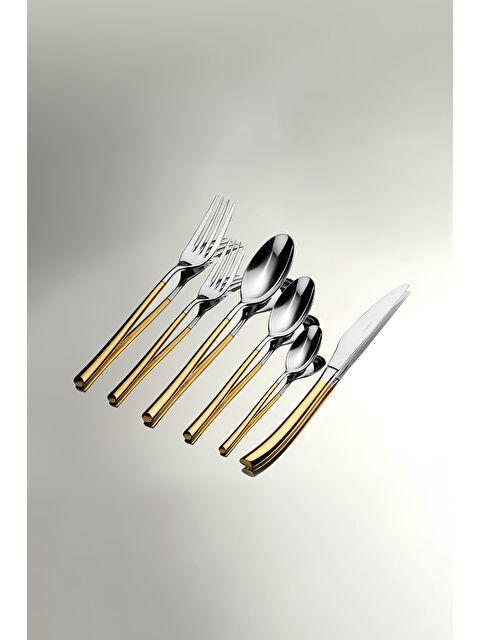 Nehir Elegance Altın Sade 12 Kişilik 72 Parça Kutulu Çatal Kaşık Bıçak Takımı - S000496546-20076