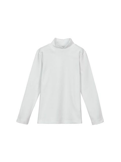 Lovetti Beyaz Kız Çocuk Yarım Balıkçı Uzun Kol Tişört - S000053858-20063