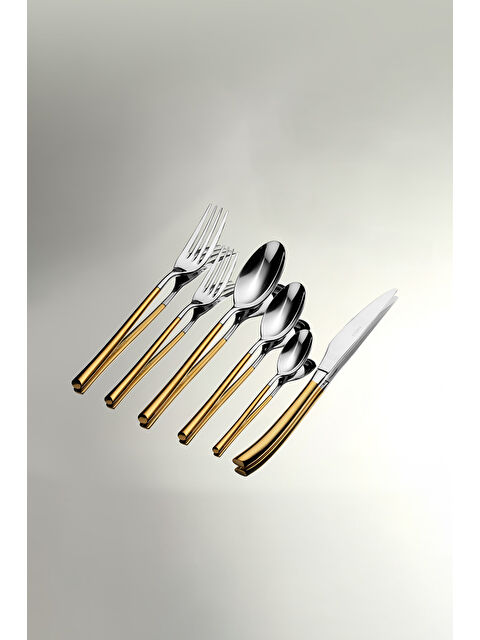 Nehir Elegance Altın Saten 12 Kişilik 72 Parça Kutulu Çatal Kaşık Bıçak Takımı - S000496549-20076